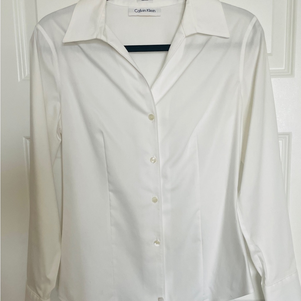 Calvin Klein White Button Down Shirt Work Style - Picture 6 of 6